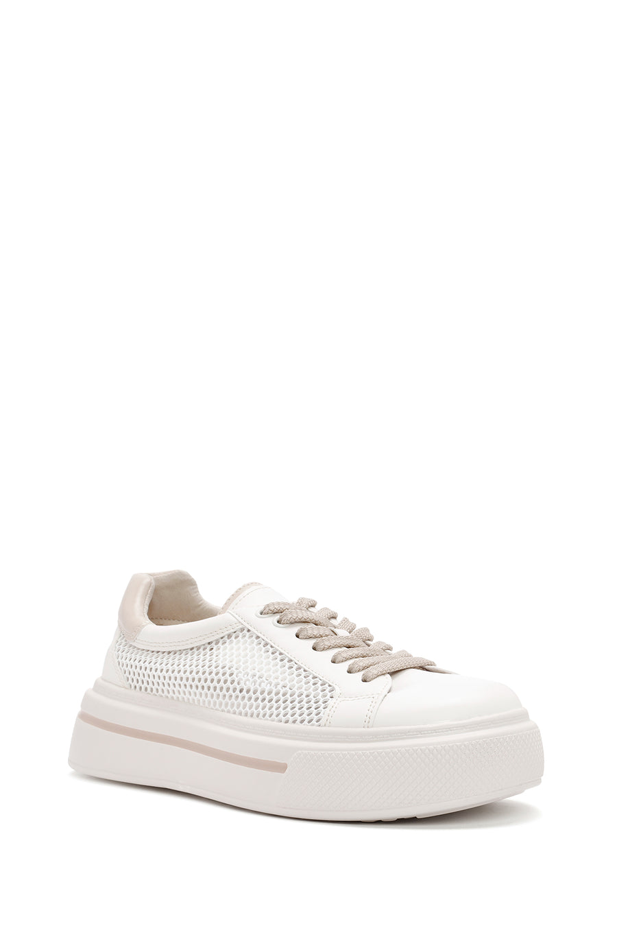 Kadın Krem Bağcıklı Sneaker