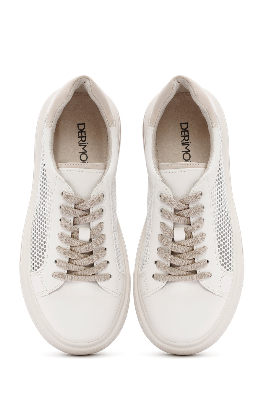 Kadın Krem Bağcıklı Sneaker