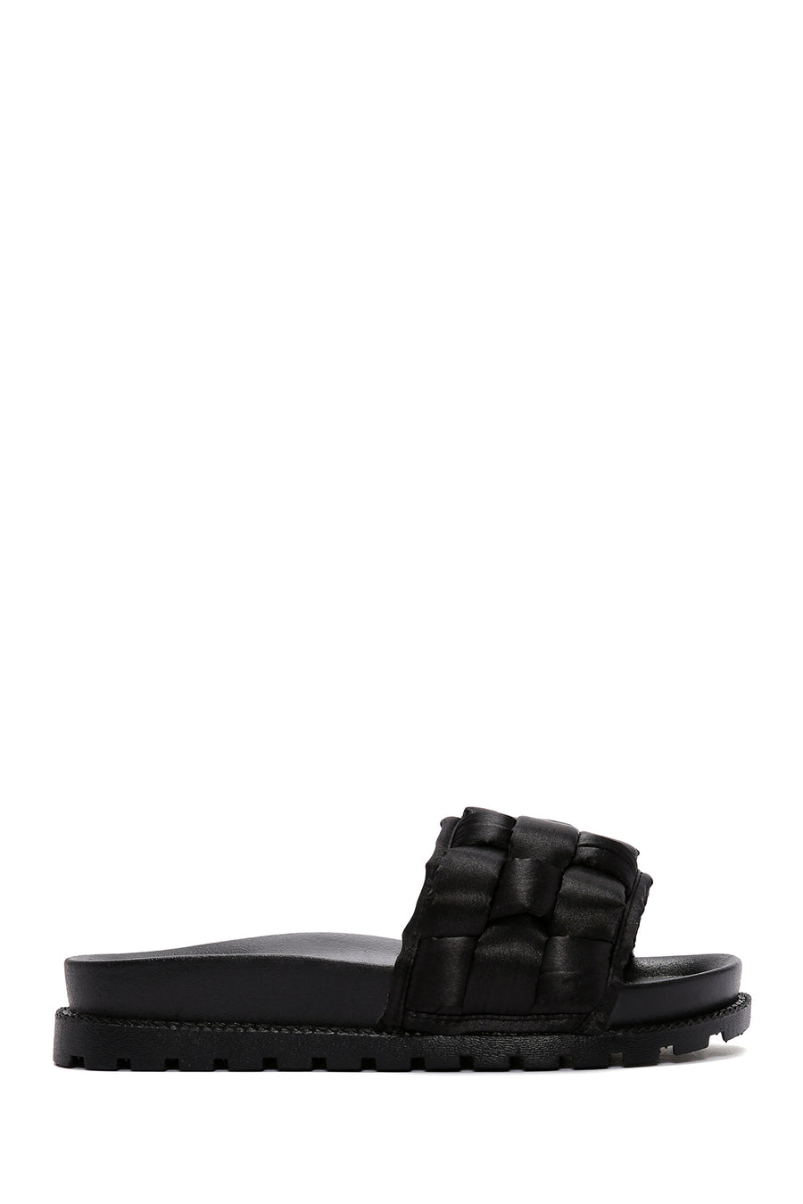 Women's Black Thick-Soled Knitted Patterned Slippers 24SFE490514 | Derimod