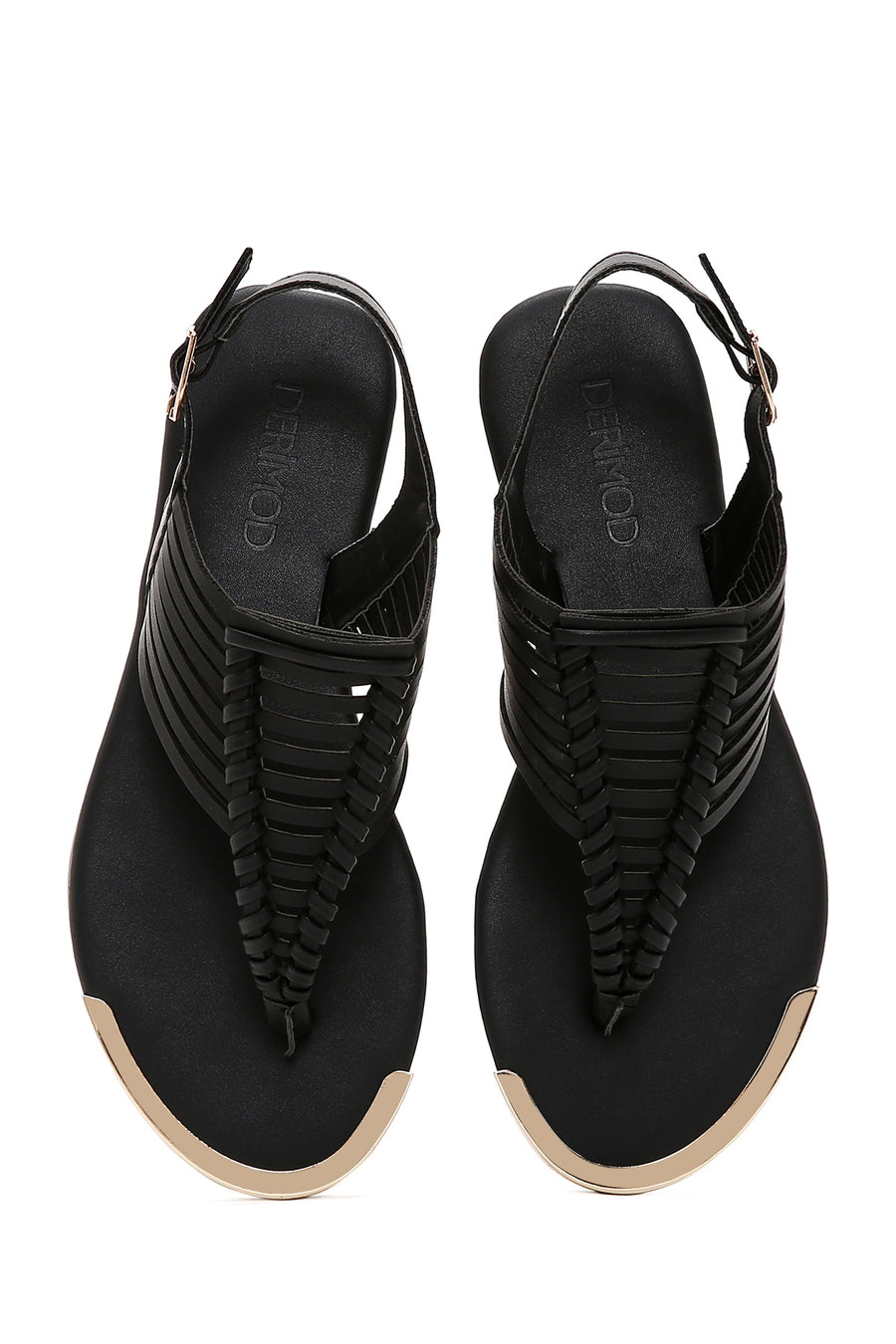 Women's Black Ankle Strap Flip Flops Sandals