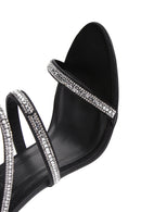 Kadın Siyah Bilekten Bağlamalı İnce Topuklu Taşlı Sandalet | Derimod