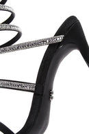 Kadın Siyah Bilekten Bağlamalı İnce Topuklu Taşlı Sandalet | Derimod