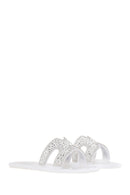 Women's White Stone Jelly Slippers | Derimod