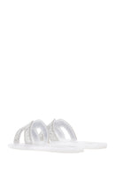 Women's White Stone Jelly Slippers | Derimod