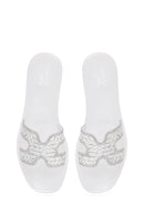 Women's White Stone Jelly Slippers | Derimod