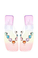 Women's Multicolored Stone Jelly Flip Flops | Derimod