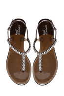 Kadın Siyah Bilekten Bantlı Taşlı Parmak Arası Sandalet | Derimod