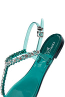 Kadın Mavi Bilekten Bantlı Taşlı Parmak Arası Sandalet | Derimod