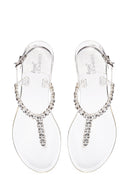 Kadın Şeffaf Bilekten Bantlı Taşlı Parmak Arası Sandalet | Derimod