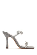 Women's Anthracite Stone Thin Heeled Slippers | Derimod