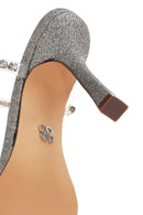 Women's Anthracite Stone Thin Heeled Slippers | Derimod