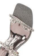 Women's Anthracite Stone Thin Heeled Slippers | Derimod