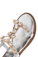 Women's Silver Ankle Strap Stone Sandals | Derimod