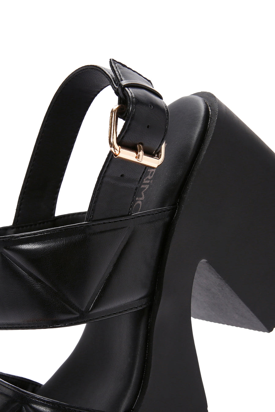 Women's Black Ankle Strap Thick Heeled Sandals