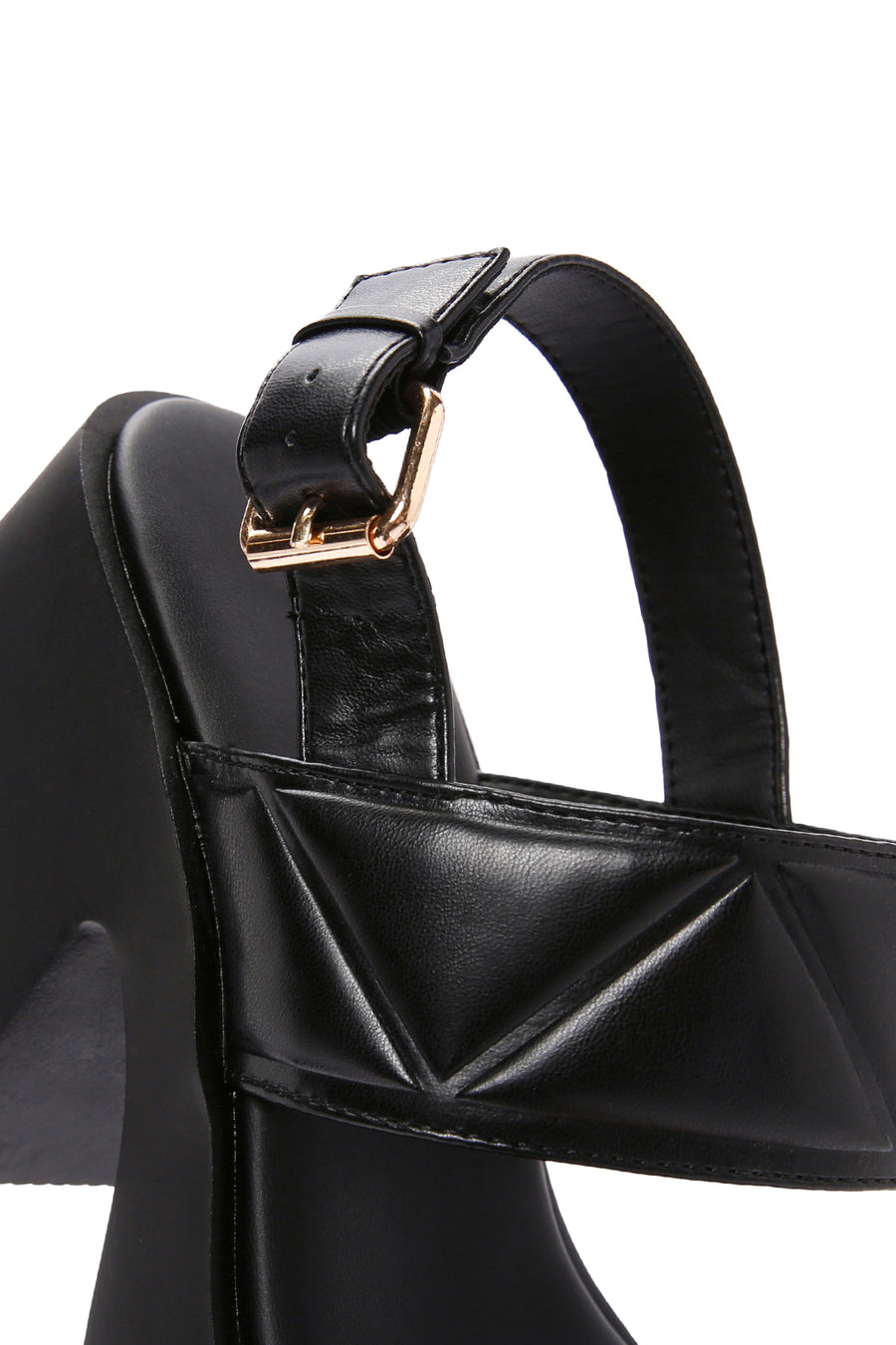 Women's Black Ankle Strap Thick Heeled Sandals