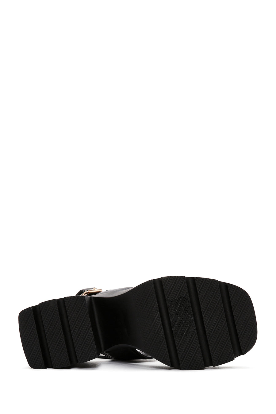 Women's Black Ankle Strap Thick Heeled Sandals
