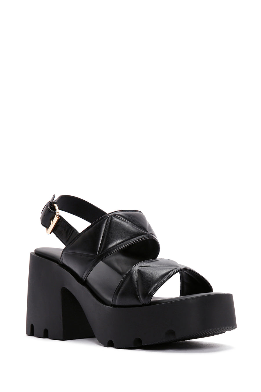 Women's Black Ankle Strap Thick Heeled Sandals