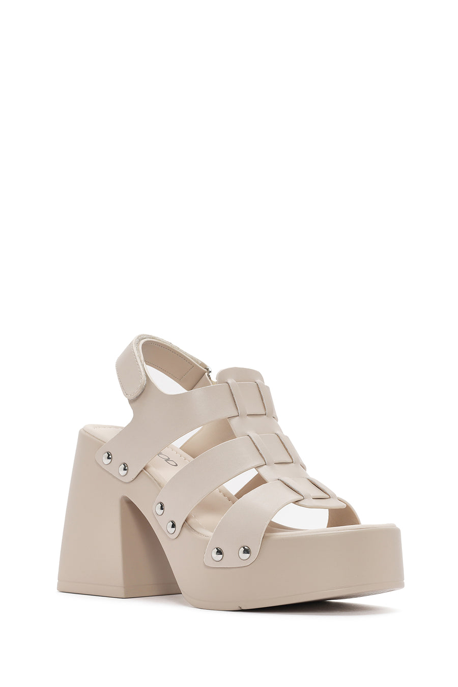 Women's Beige Strappy Platform Heeled Sandals