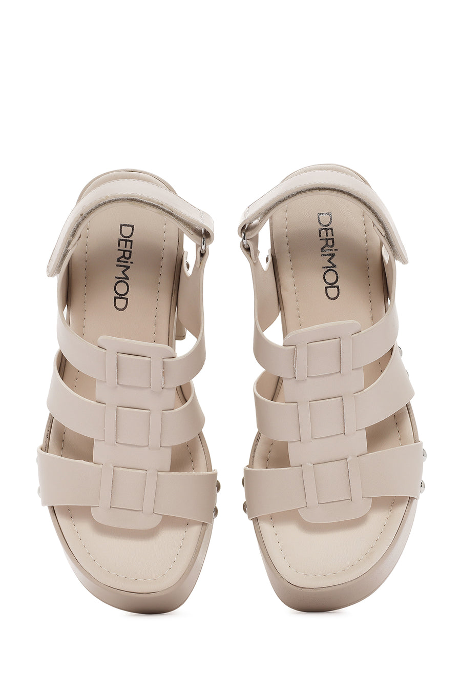 Women's Beige Strappy Platform Heeled Sandals