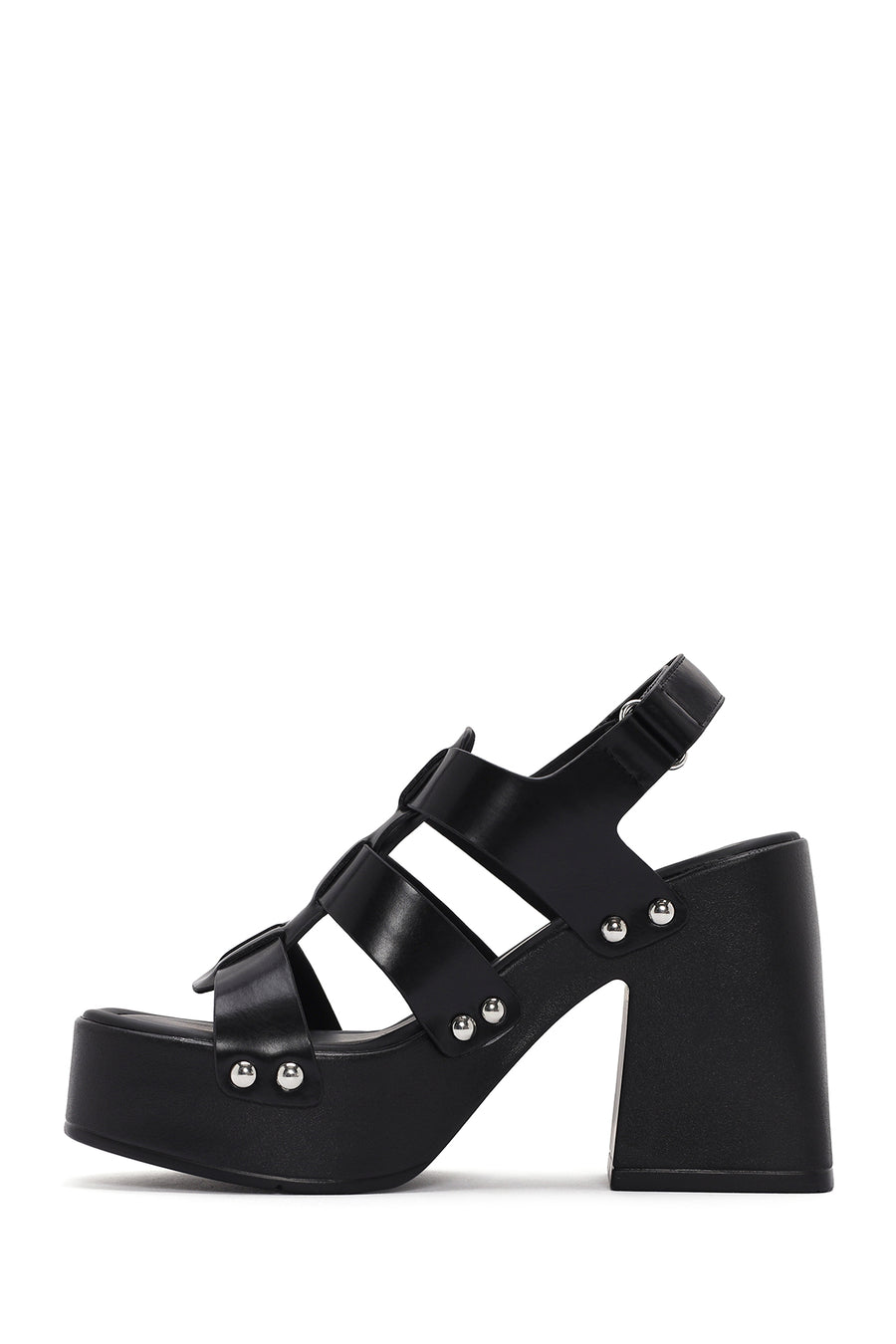 Women's Black Strappy Platform Heeled Sandals