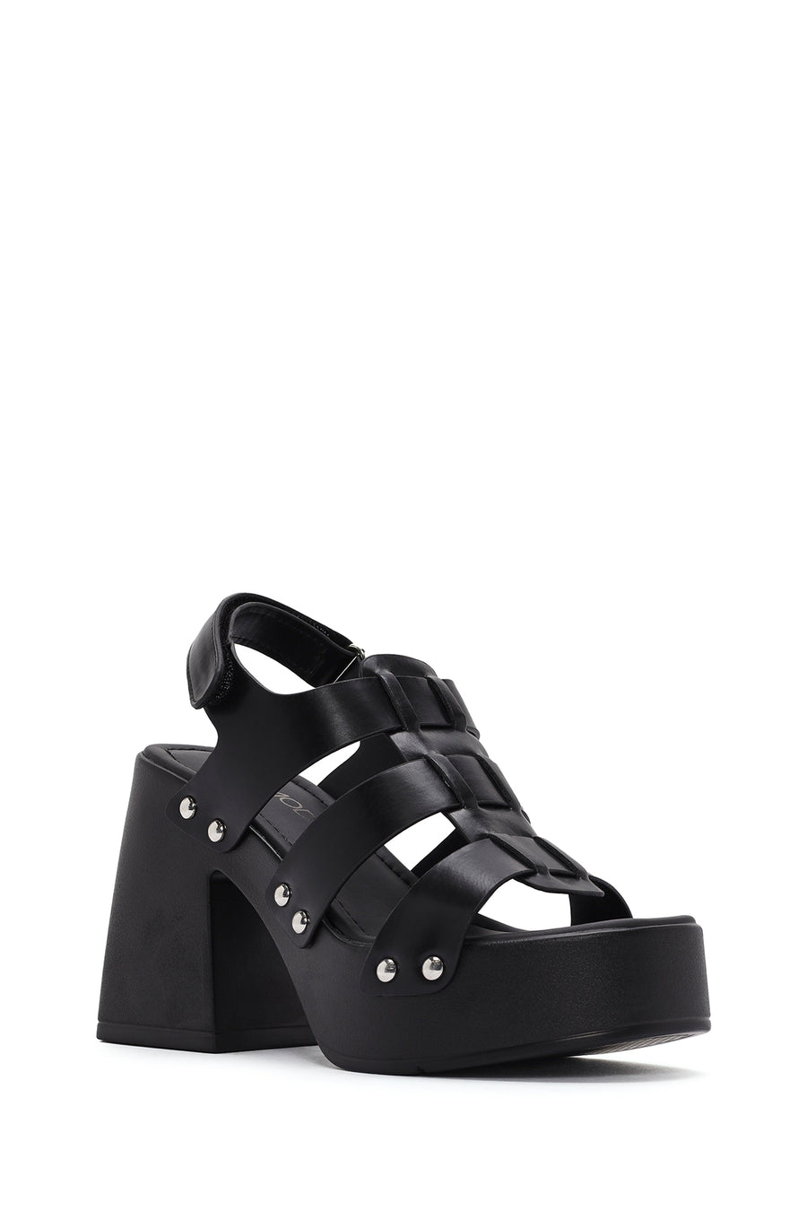 Women's Black Strappy Platform Heeled Sandals