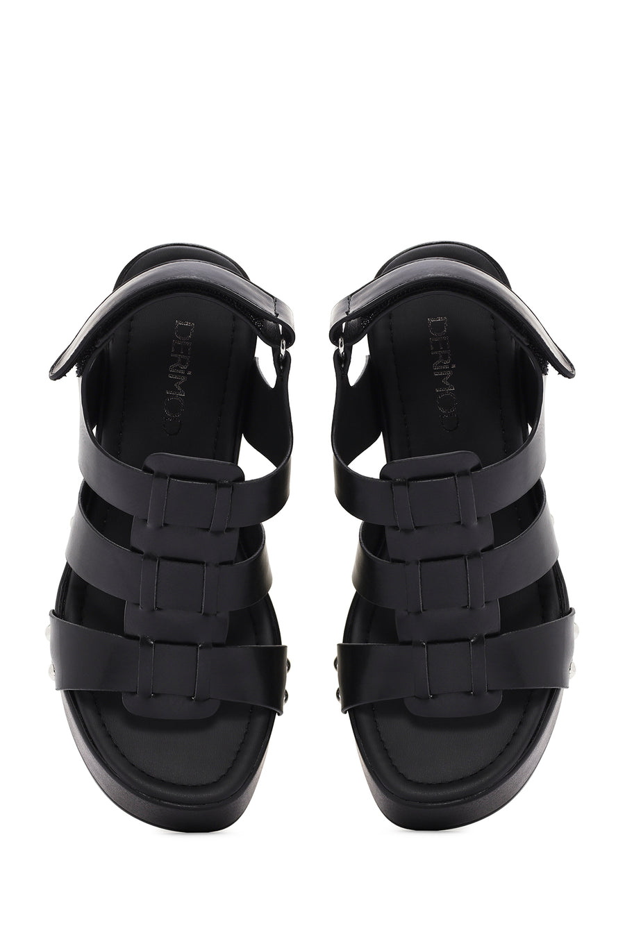 Women's Black Strappy Platform Heeled Sandals