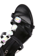 Kadın Siyah Bilekten Bantlı Taşlı İnce Yüksek Topuklu Sandalet | Derimod