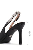 Kadın Siyah Taşlı Arkası Açık İnce Topuklu Ayakkabı | Derimod