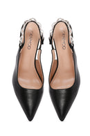 Kadın Siyah Taşlı Arkası Açık İnce Topuklu Ayakkabı | Derimod