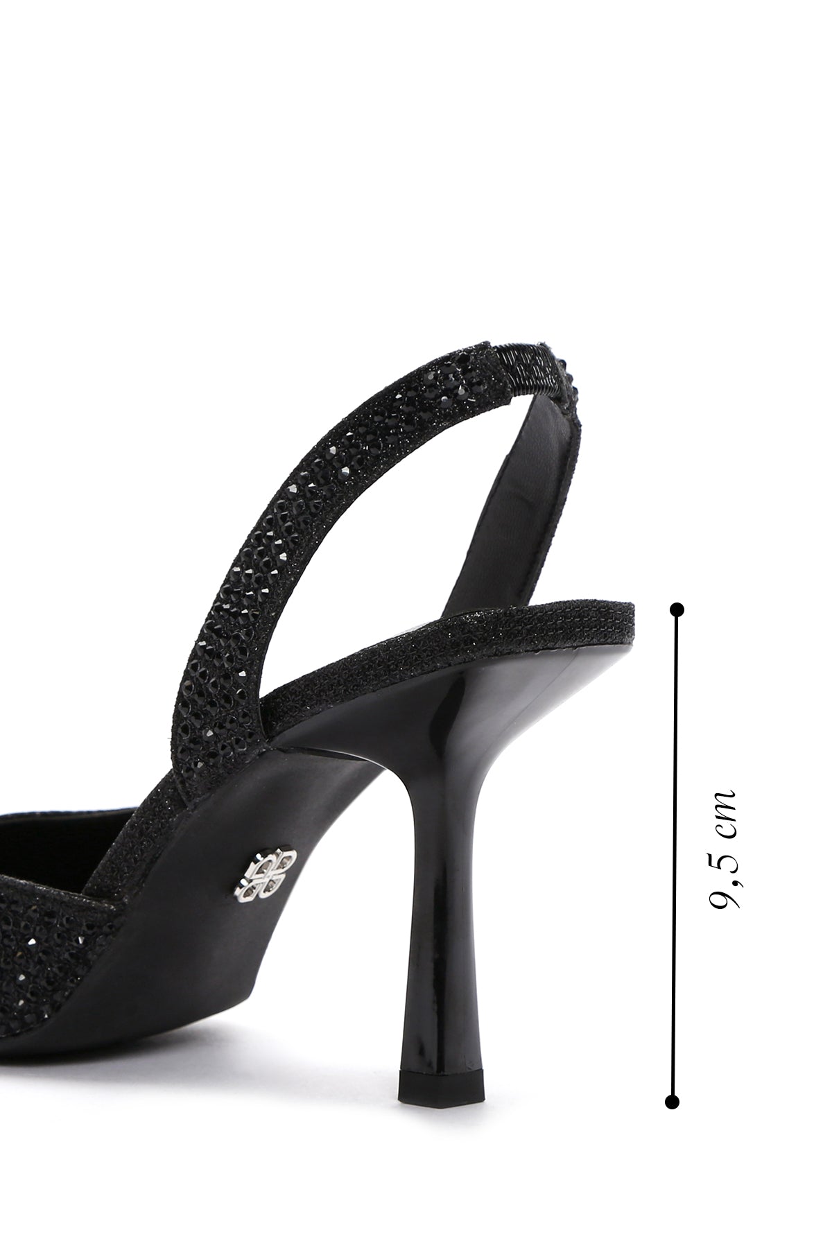 Kadın Siyah Taşlı Arkası Açık Topuklu Ayakkabı
