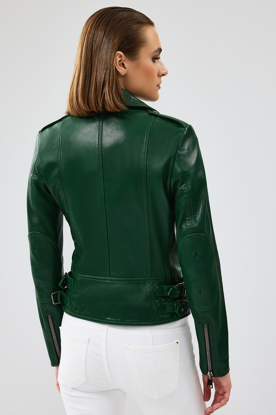 Latoya Women's Green Biker Leather Jacket