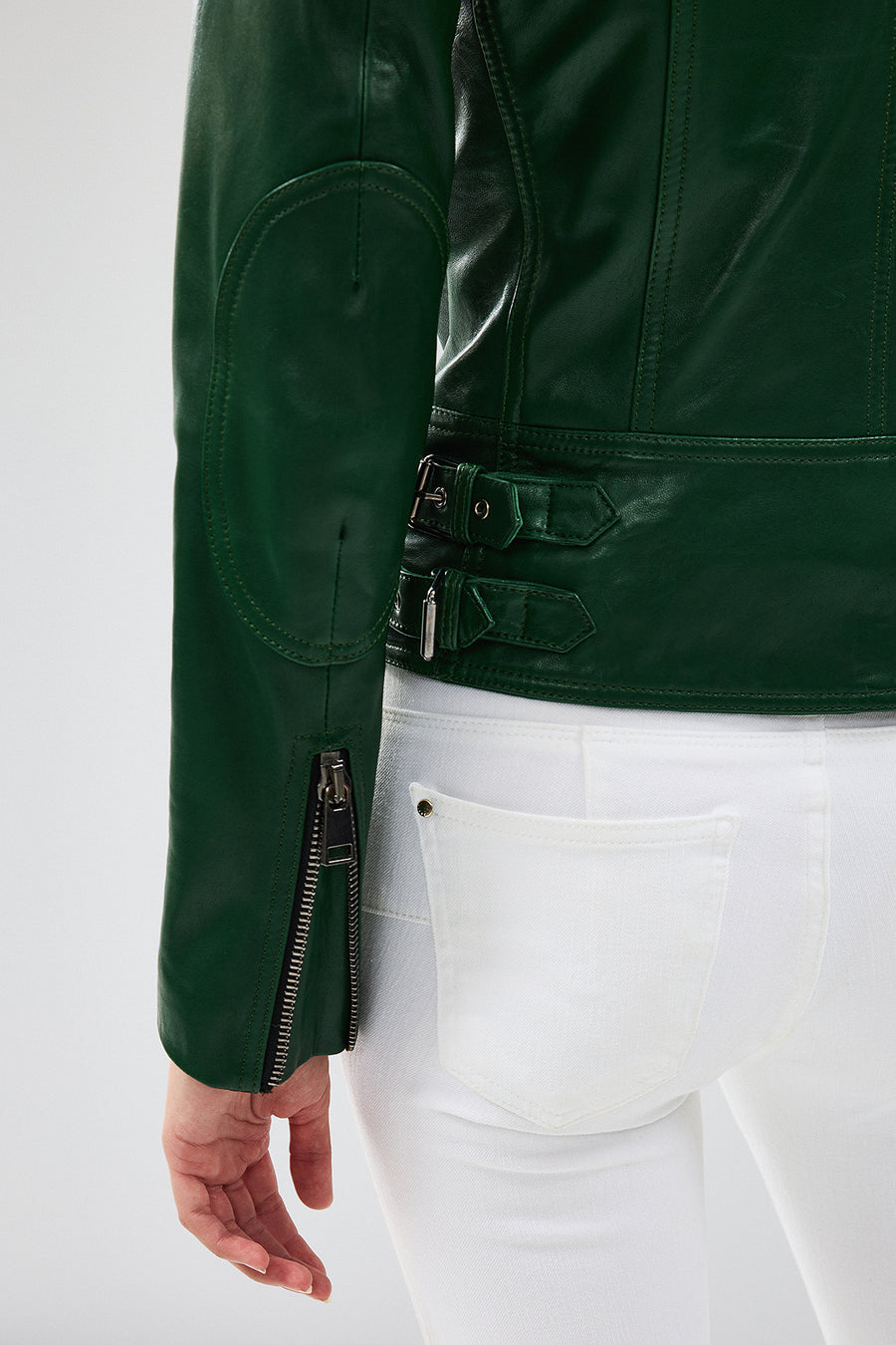 Latoya Women's Green Biker Leather Jacket
