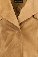 Portofino Kadın Camel Süet Deri Ceket | Derimod