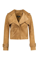 Portofino Kadın Camel Süet Deri Ceket | Derimod