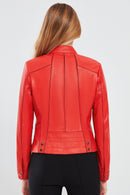 Linda Kadın Kırmızı Kısa Deri Ceket | Derimod