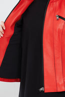 Linda Kadın Kırmızı Kısa Deri Ceket | Derimod