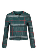 Sanremo Kadın Yeşil Desenli Deri Ceket | Derimod