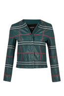 Sanremo Kadın Yeşil Desenli Deri Ceket | Derimod