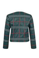 Sanremo Kadın Yeşil Desenli Deri Ceket | Derimod