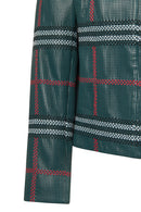 Sanremo Kadın Yeşil Desenli Deri Ceket | Derimod