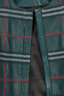 Sanremo Kadın Yeşil Desenli Deri Ceket | Derimod