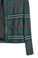 Sanremo Kadın Yeşil Desenli Deri Ceket | Derimod