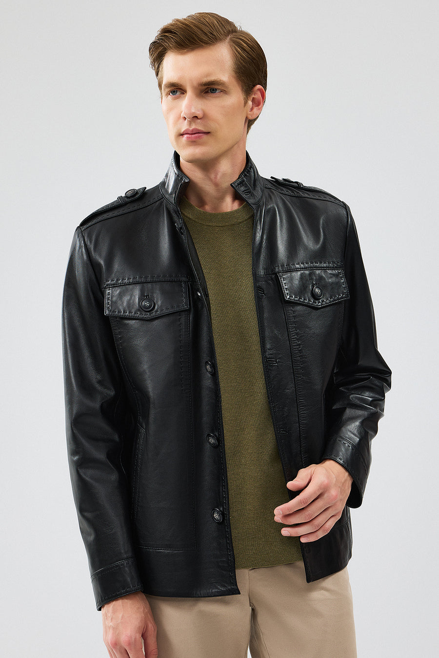 Alvarez Men's Black Leather Coat
