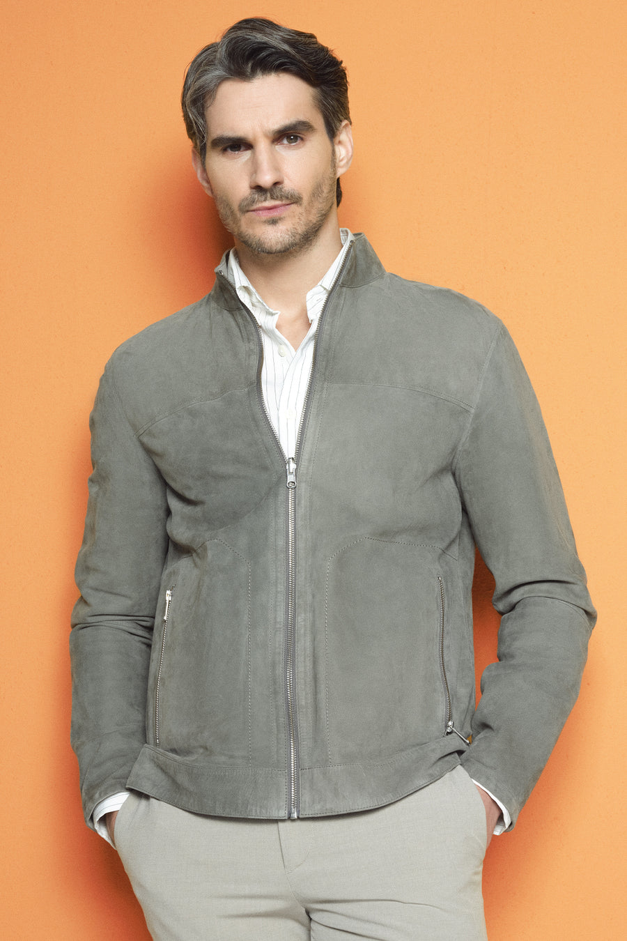 Rakitic Men's Green Double Sided Suede Leather Coat 24SGD6517RE | Derimod