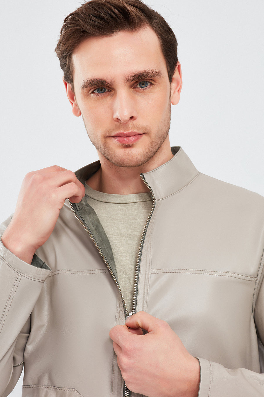 Rakitic Men's Green Double Sided Suede Leather Coat