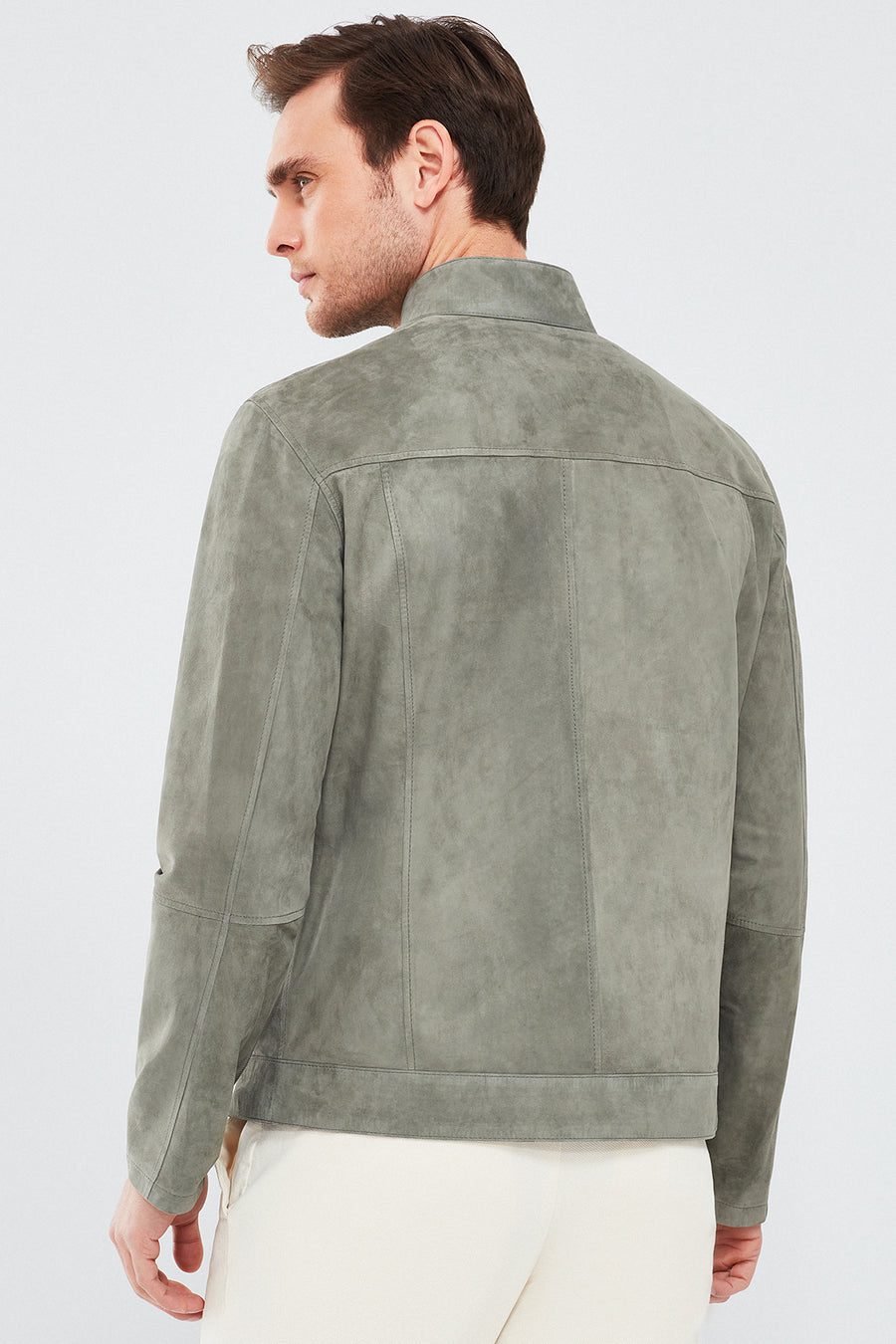 Rakitic Men's Green Double Sided Suede Leather Coat