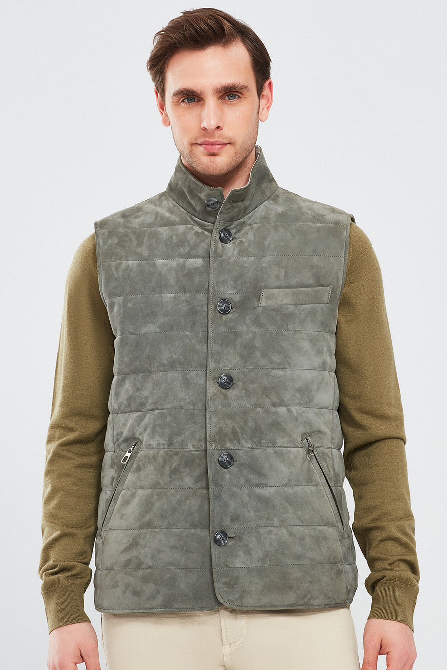 Isko Men's Gray Suede Leather Vest