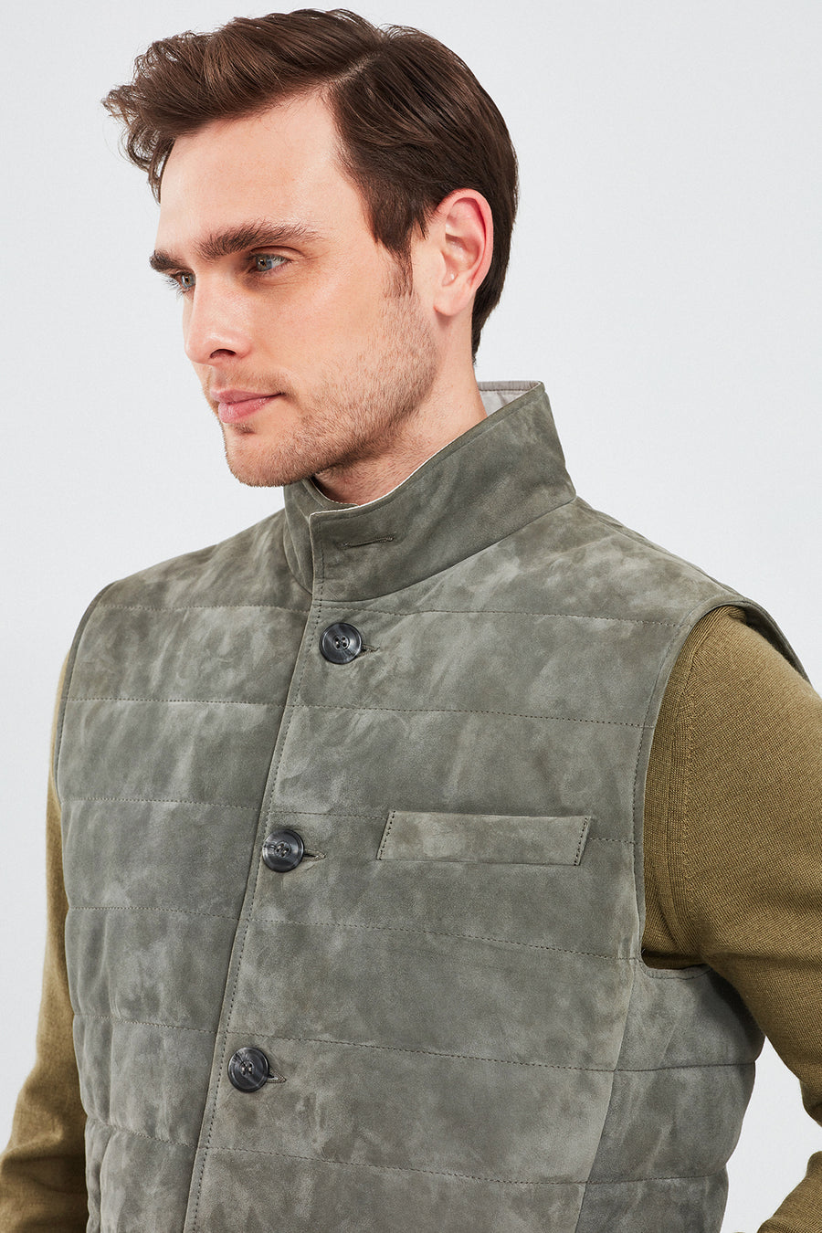 Isko Men's Gray Suede Leather Vest