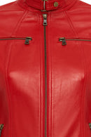 Maria Kadın Kırmızı Kısa Deri Ceket | Derimod