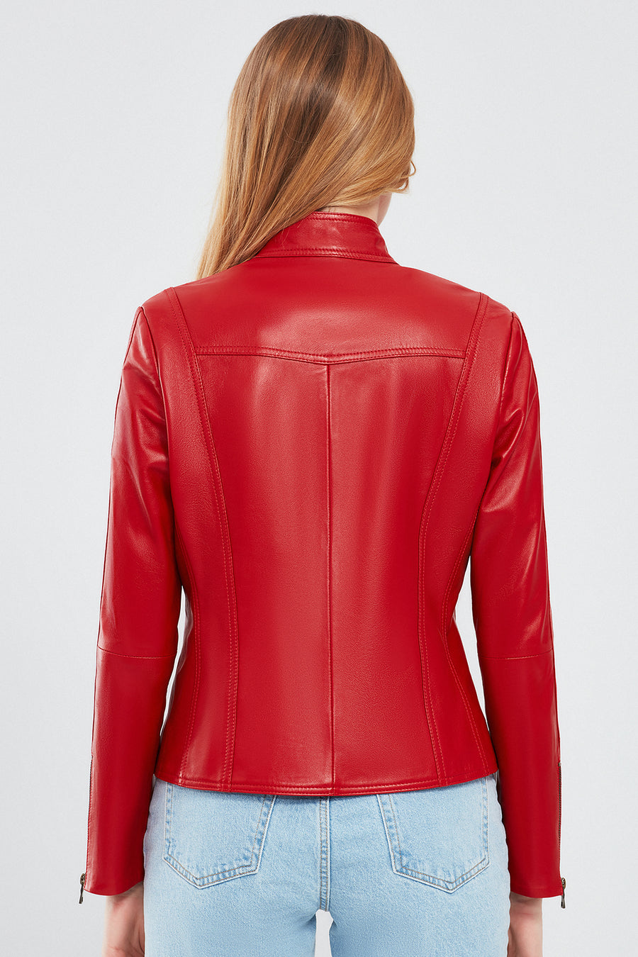 Maria Women's Red Short Leather Jacket